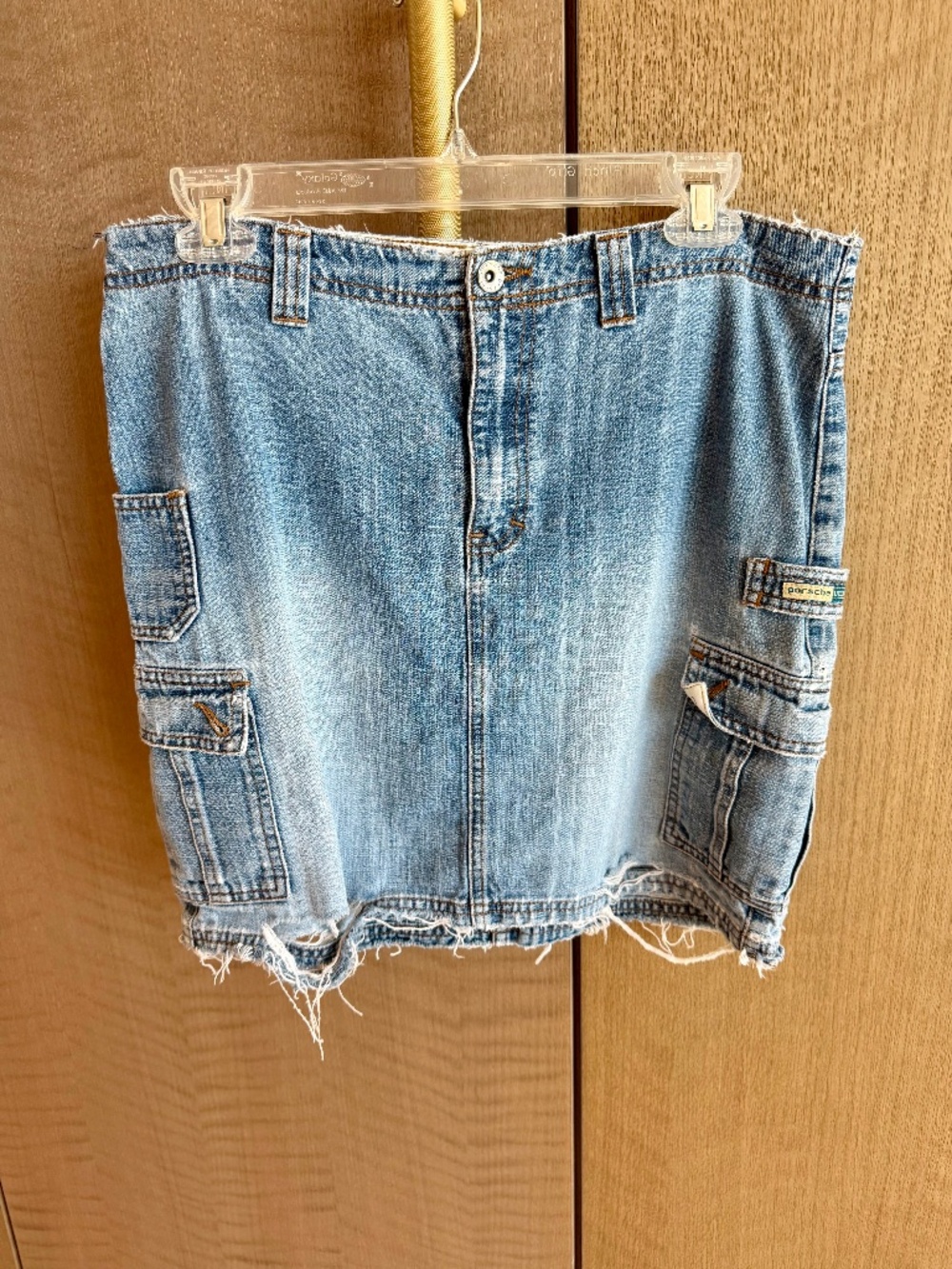 Distressed Denim Porsche Mini Skirt